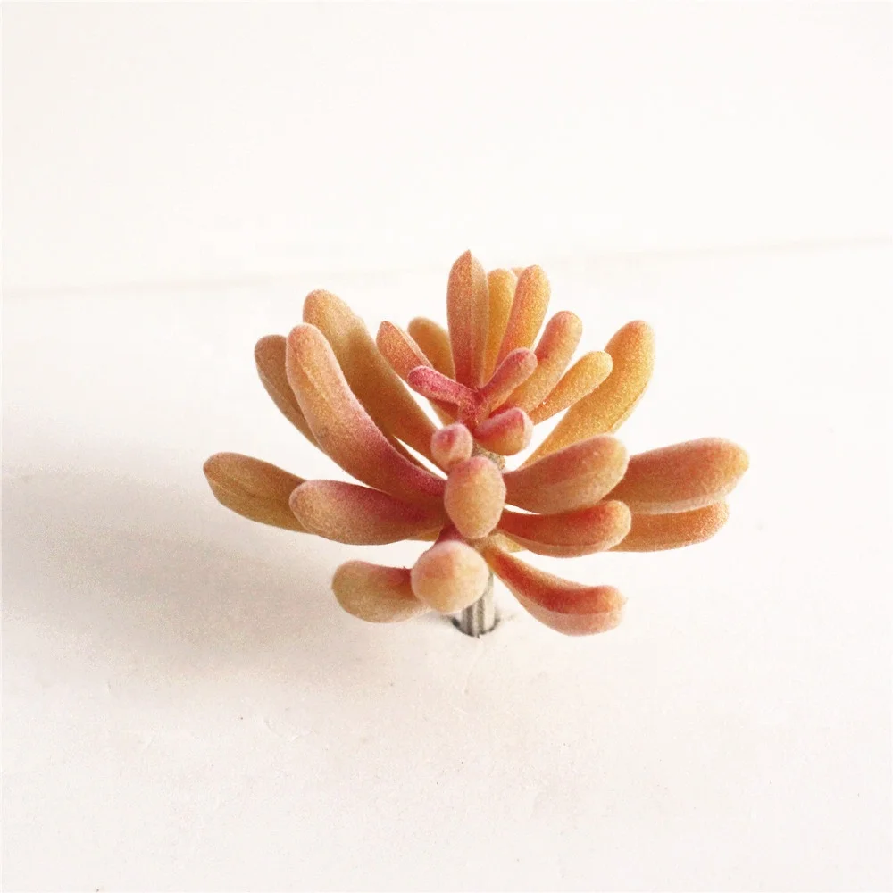 DIY Yellow colorful Flocking artificial flower heads Artificial succulent