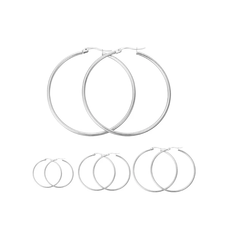 
4 piecesetRose gold silver plated stainless steel round earrings custom wholesale earrings earrings 