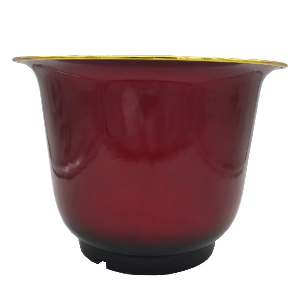 Chinese style  Bright red stoving varnish plastic ceramifinish plant pot with gold edge home and  office flower pot