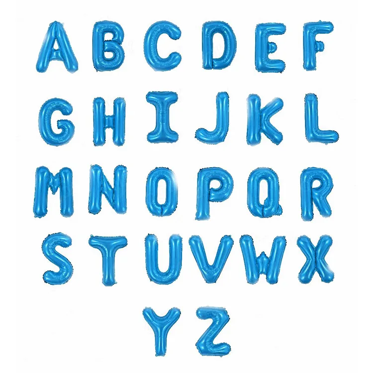 16 Inch Happy Birthday Party Decoration Balloon Solid Color Blue Foil Alphabet Letter Balloons