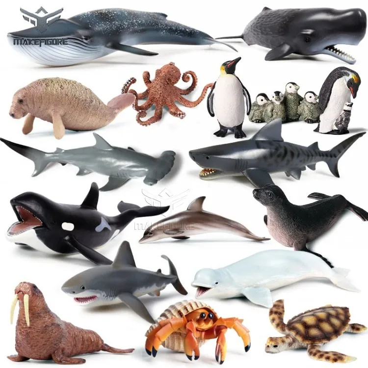 Custom Made Ocean Animals Figures Models Lifelike Sea Animals Model Figurines Solid Shark Sea Animal Toy For Kids Learning