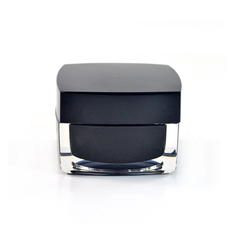 Wholesale good quality 5g 10g 15g 30g 50g square empty acrylic double wall cosmetic black cream jar with double sprial cap