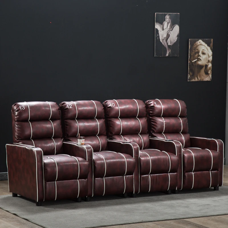 Contemporary home theater chair,PU Leather Recliner Cinema Chair,Theater Chairs with Cup Holder