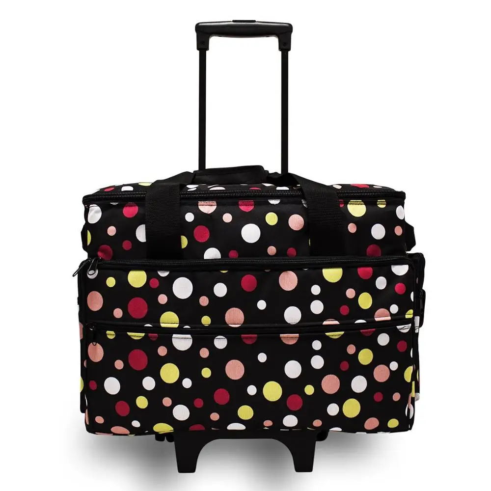 Large Capacity Solid Sewing Machine Tote Trolley Bag with Wheels and Handle
