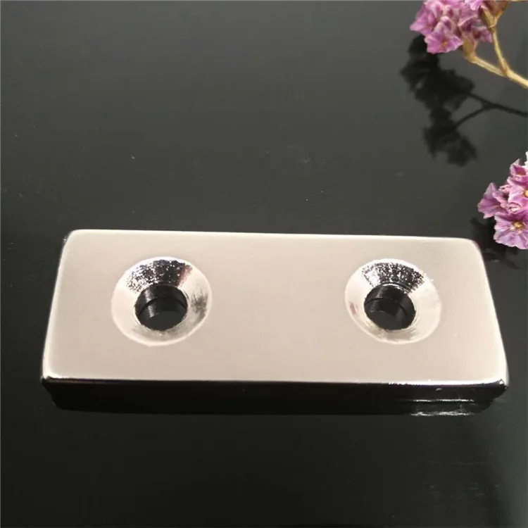 China ndfeb magnet manufacturer Permanent block neodymium magnet with countersunk hole