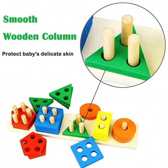 
Popular preschool children educational shape sorter game stacking geometry block toy 