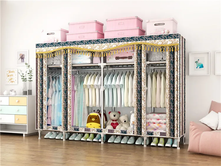 
New Portable Bedroom Funiture Foldable Fabric Clothes Closet Storage Wardrobe Modern Style Factory Promotion C215 