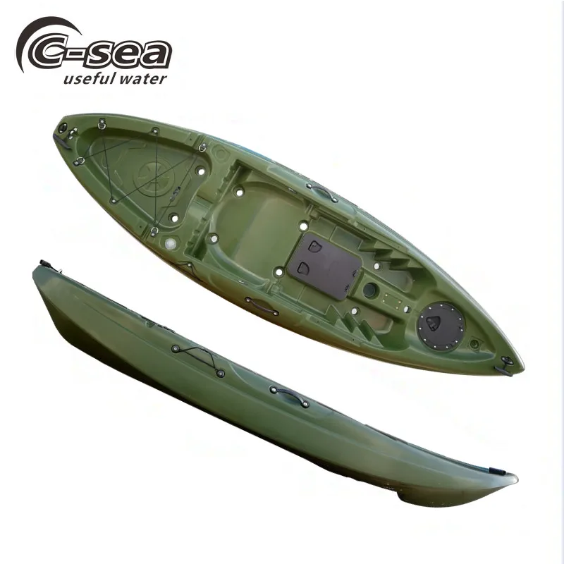 small fishing kayak with orbit and fish finder