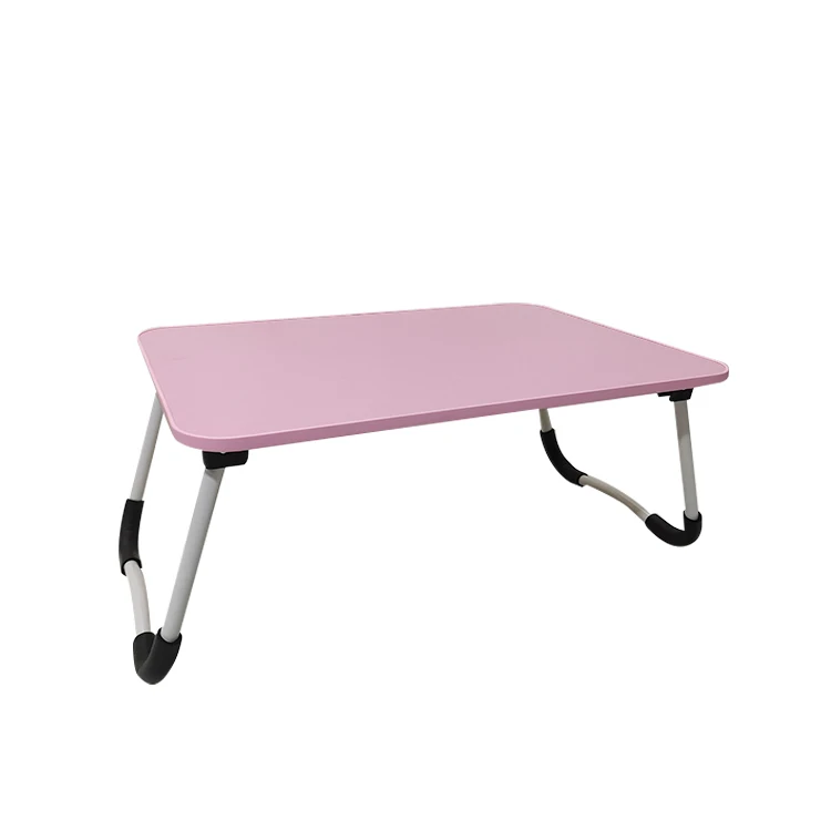 Dormitory Wooden anti skidding curved Foldable Chipboard Computer Lap Desk Folding bed laptop study table for bed