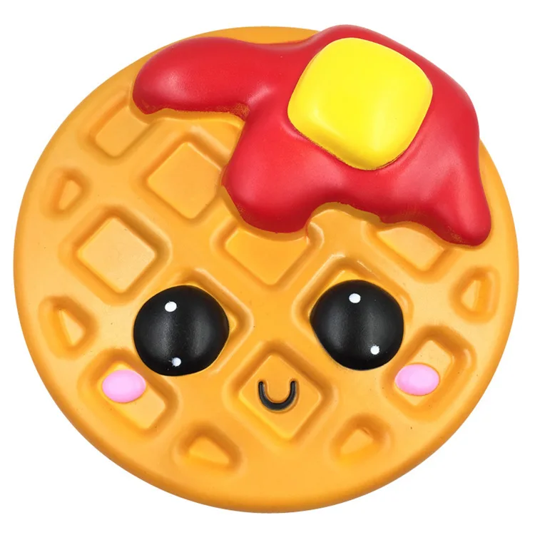 China factory big squishy supplier 25cm super smiley Waffle cake squishi licensed Juguetes toys
