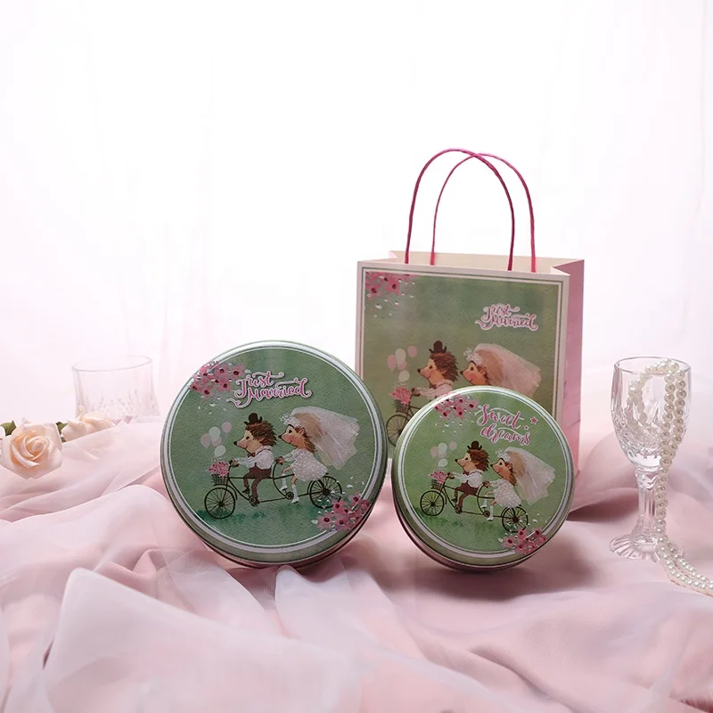 Metal Custom Printed Round Cookie Biscuit Tin Box