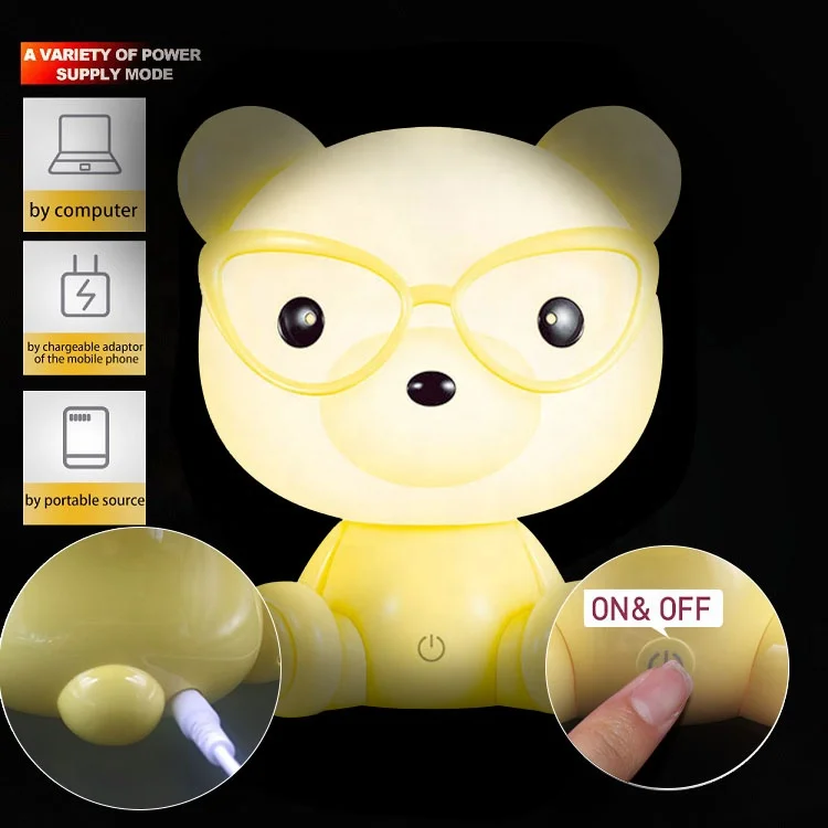 Small size BB bear night light eye protection children bedside lamp