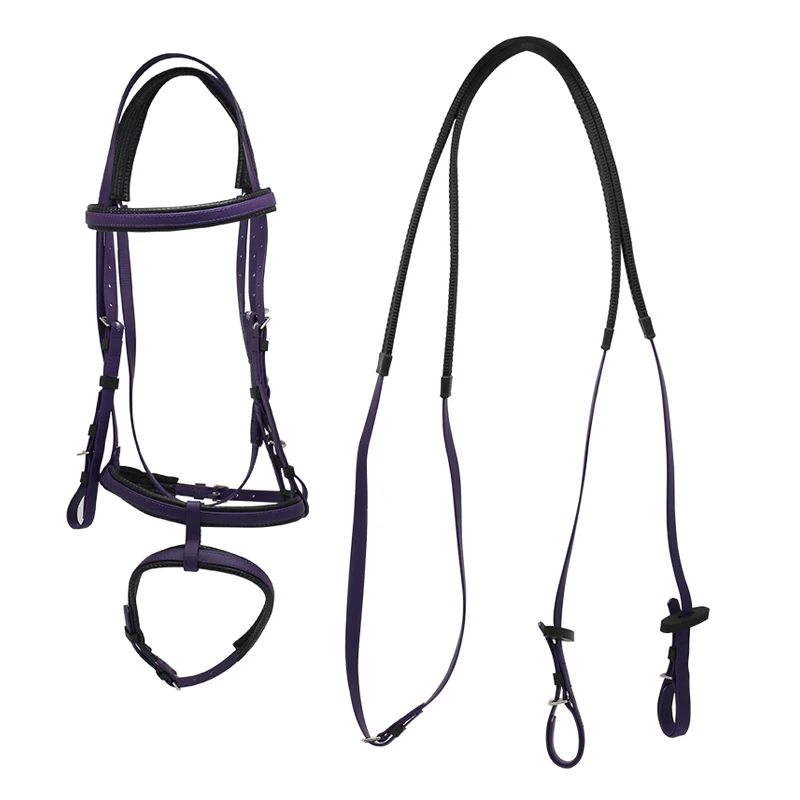 
Hot Selling Horse Saddle PVC Dressage Horse Bridle With 2 Nose Band For Equestrian Supplies 