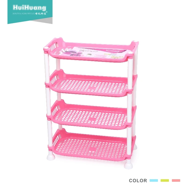 Shantou factory small size desktop kitchen bathroom 4 layers plastic PP colorful storage shelf corner rack storage drawer