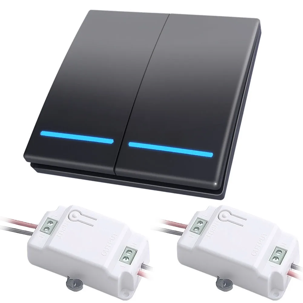 SMATRUL 2 gang 433Mhz smart Wireless Light Switch RF Remote Control push BUTTON AC 110V 220V Receiver Wall Panel Ceiling Lamp