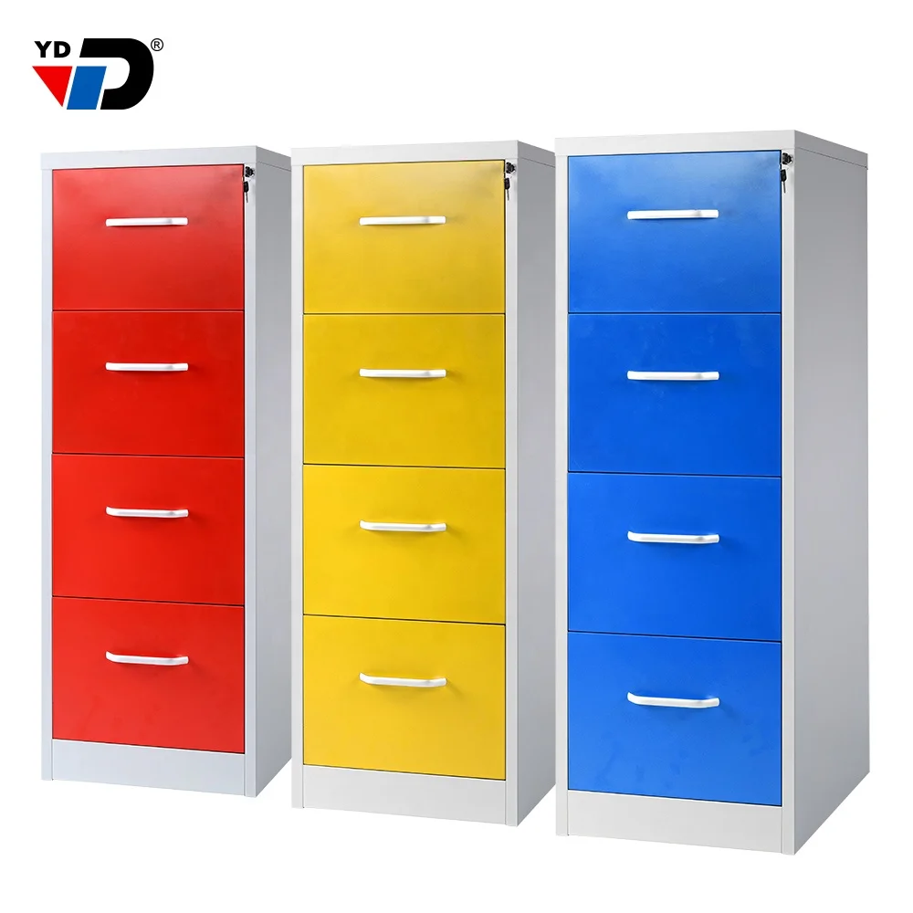 Flat Red 4 Drawers Metal Filing storage Cabinet from Chinese original Luoyang  Furniture