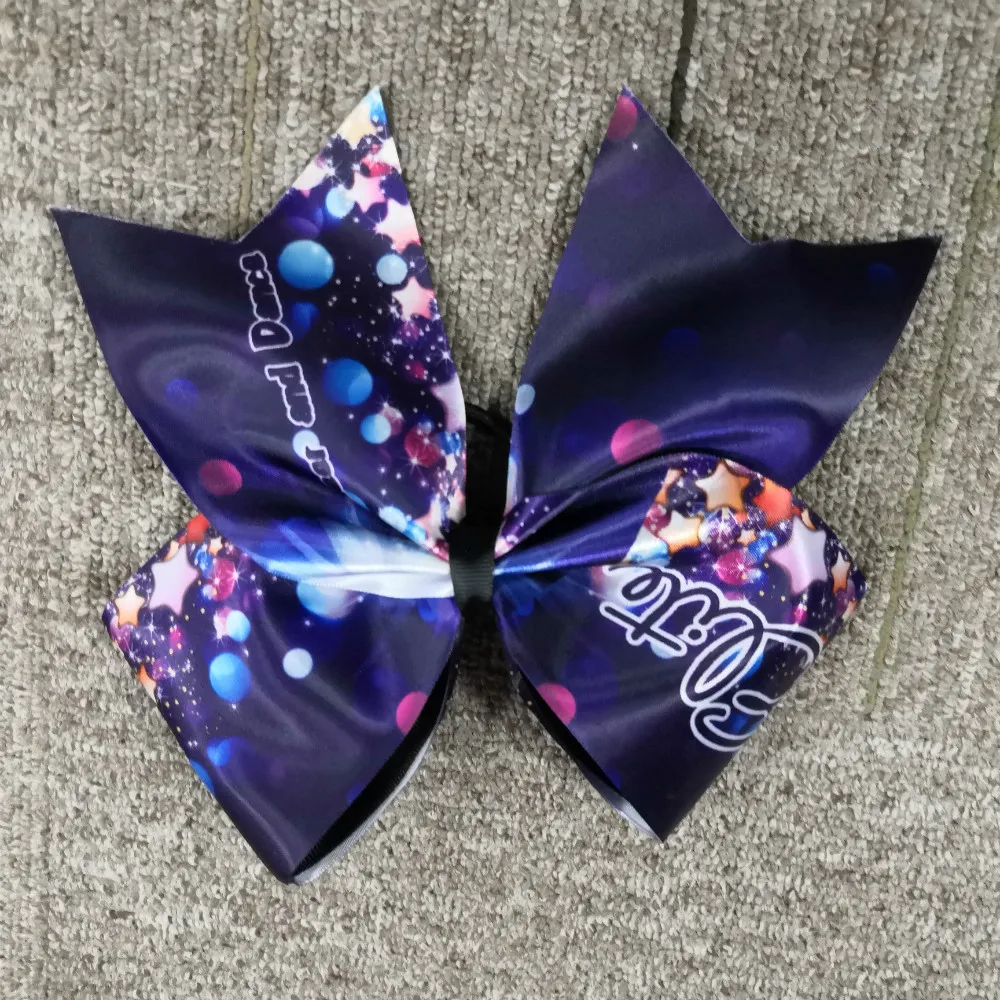 
printed new design cheerleading dance hair bows and ribbons Wholesale cheerleader new kids glitter hair bows for Dance 