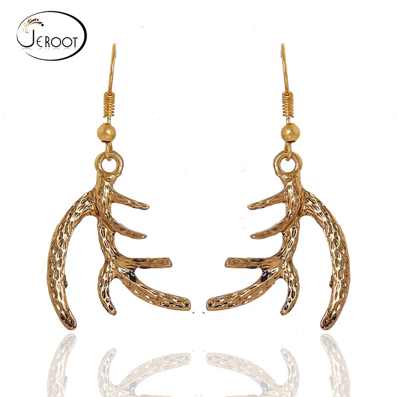 Оптовая продажа античный позолоченный рога рыбы крюк висячие серьги
