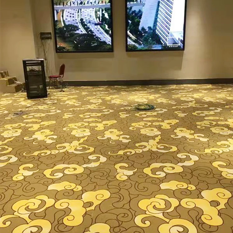 Eco-friendly 80% Wool 20% Nylon Gold Kayseri Silk Carpet Luxury Party Commerical Axminster Carpet 5 Star Hotel Carpet
