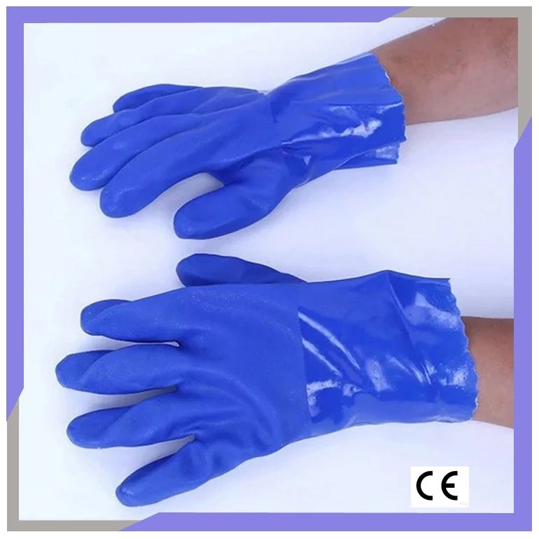 EN374 PVC Rubber Fishing Work Gloves