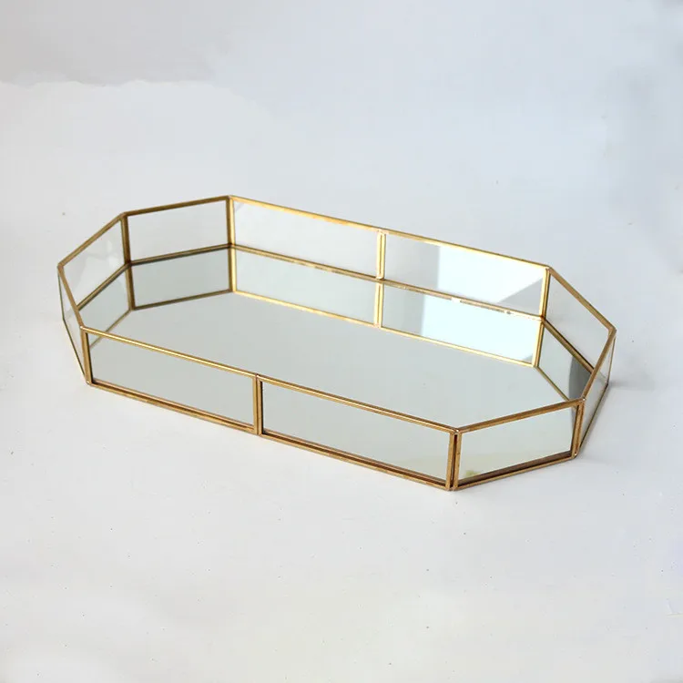 Square Stained Glass Jewelry tray decorative vanity mirror tray