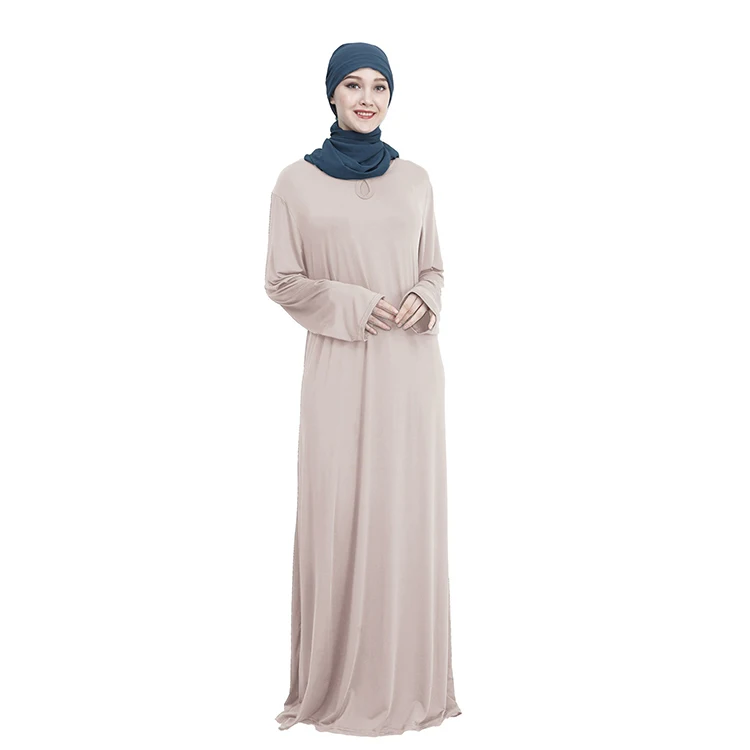 New Fashion Solid Color Maxi Size Arab Abaya Muslim Women Long Dress