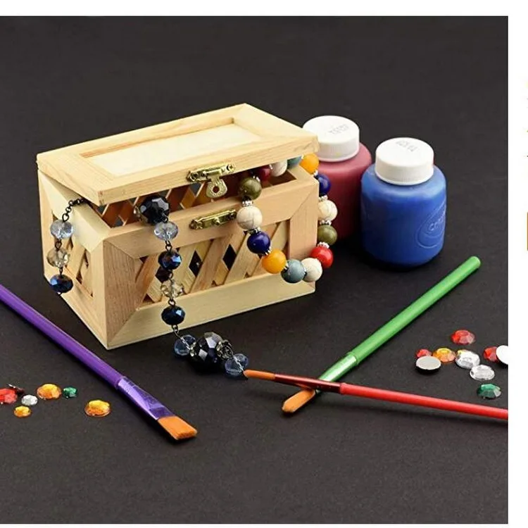 
Unfinished Nested Wood Trinket Box Wooden Jewelry Box With Hinged Lid and Clasp 