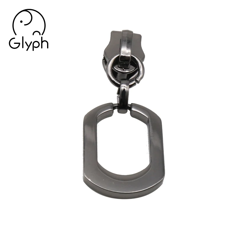 Bags hardware  custom made metal logo zipper puller  gunmetal zipper slider for luggage
