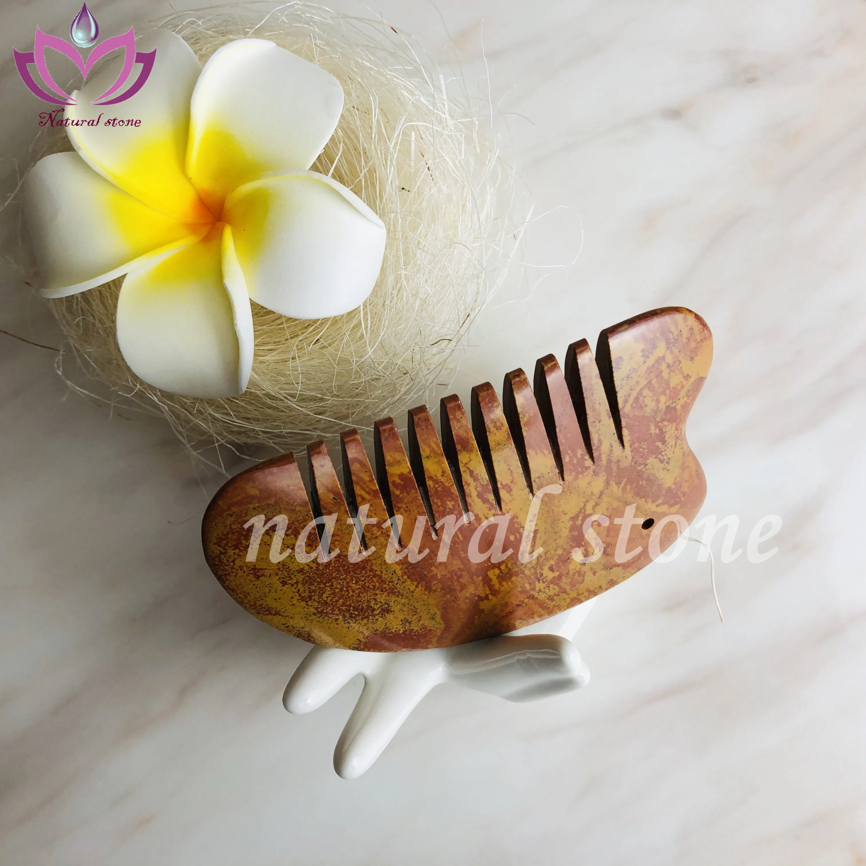 beautiful red bian stone massage comb for head health
