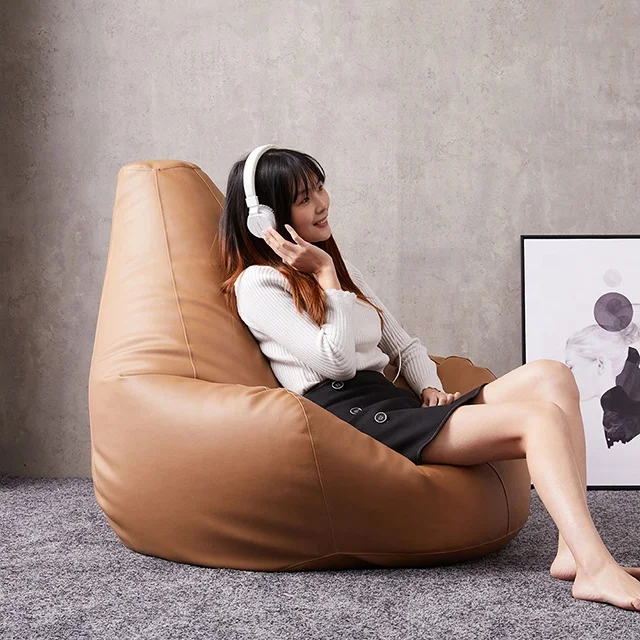 Relaxing High-back Gamer Faux Leather Bean Bag Chairs Bulk Custom Unique Pyramid Beanbag Triangular Shape Comfortable Sofa