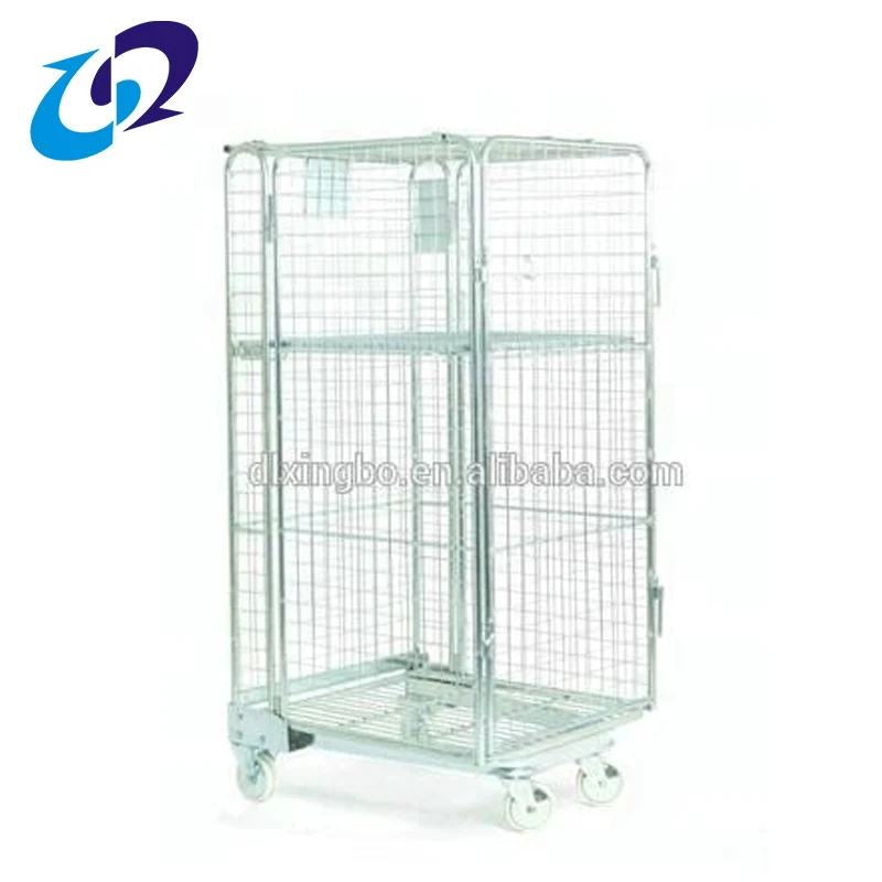 Складной оцинкованной вложенности сетки Z-frame roll контейнер с колесами