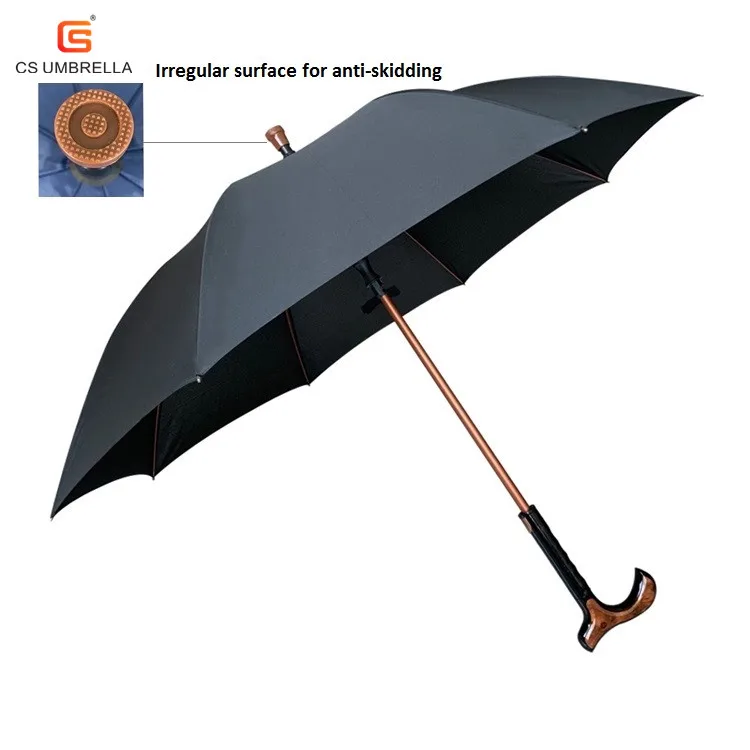 YS-1044 Walking Stick Design Umbrella Cane Crutch Anti Skid Aluminum Shaft Ergonomic Handle Umbrella