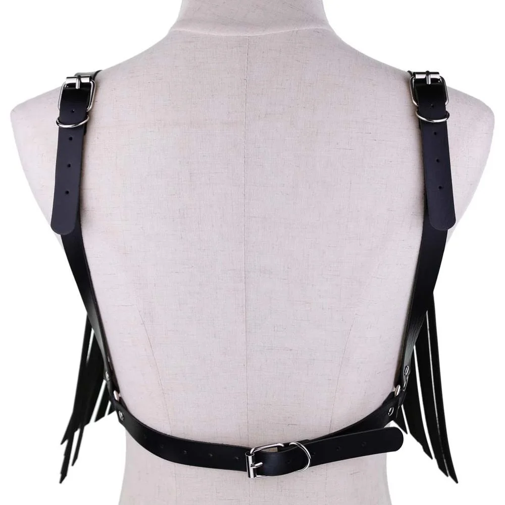 Sexy Womens Bikini Leather Harness Body Bra Punk Bondage Tassel Waist Belts