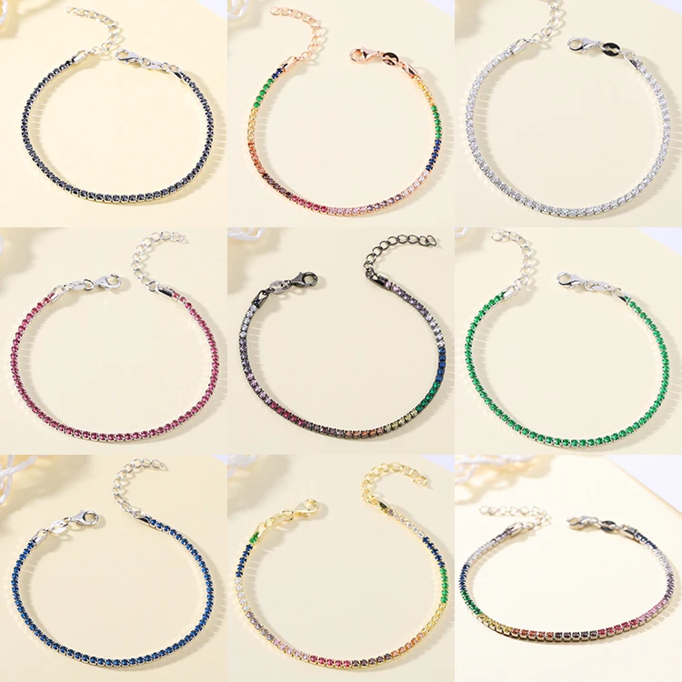 Wholesale S925 Diamond Black Tennis Bracelet Rainbow Bracelet 925 Friendship Bracelets