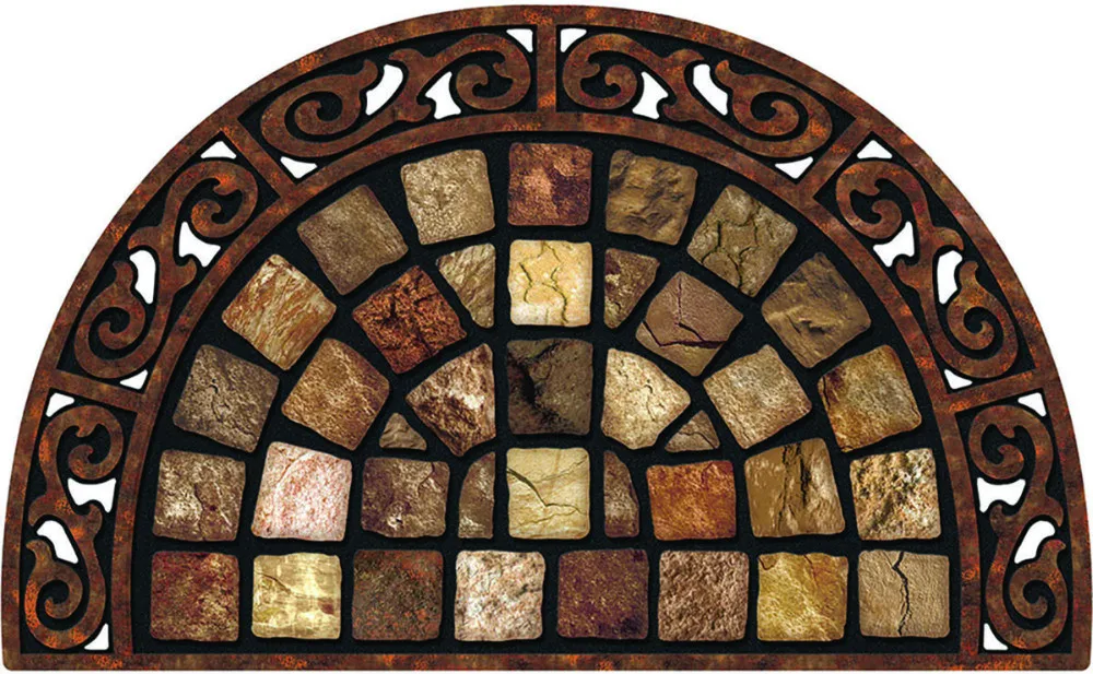 Recycled Rubber Crumb Nylon Polyester Fiber River Stone Entrance Entry Welcome Outdoor Flocked Doormats