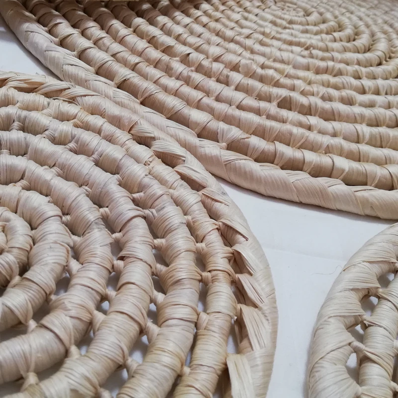 Natural Rattan Mat Braided Round Woven Straw Placemats for Dining Table