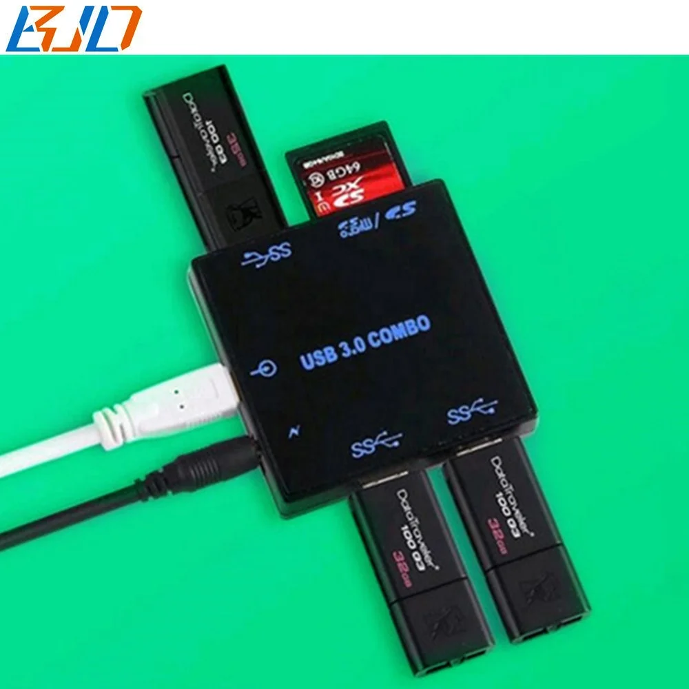 Typ-c USB 3,1 концентратор кард-ридер 3 * USB 3,0 комбо разъем адаптера с Тип C и USB кабель питания