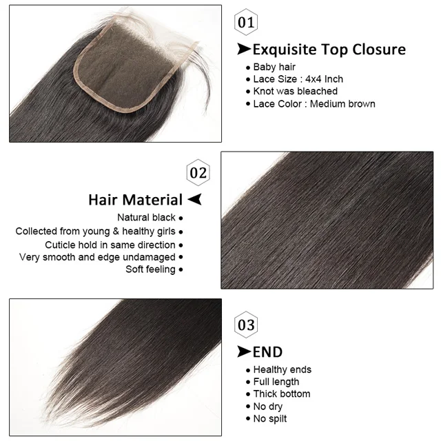 brazilian hair bundles with closure,3 bundles with closure,hd transparent lace closure