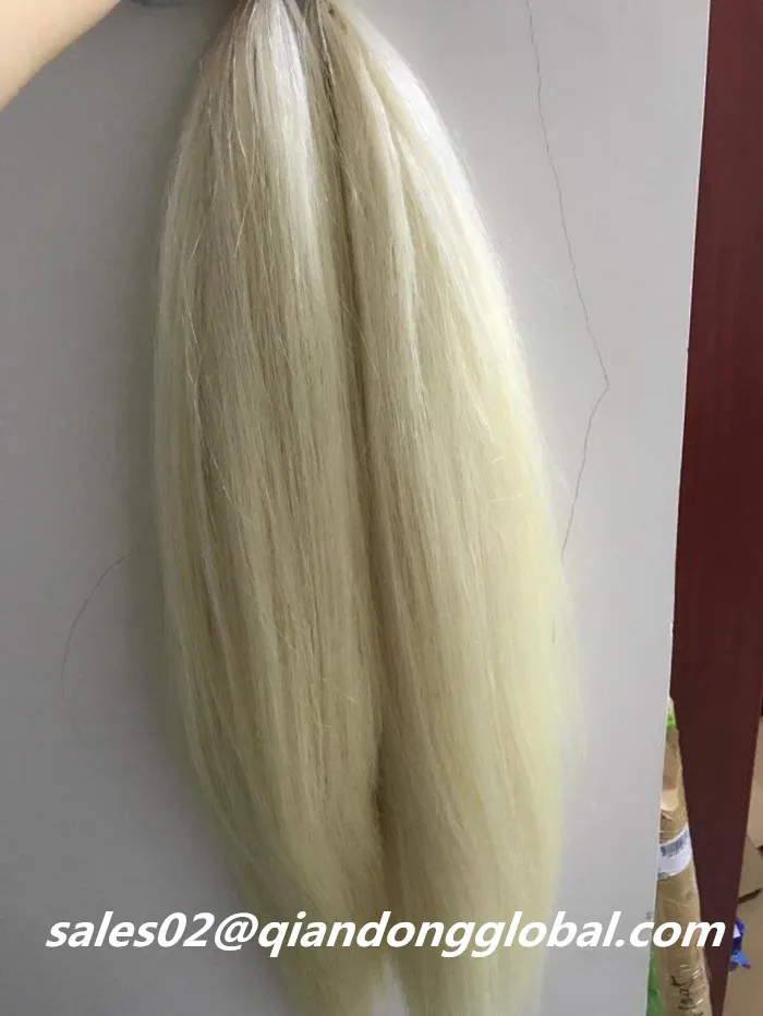 
Factory Price Double Thickness 95cm Pure White False Horse Tail Hair 