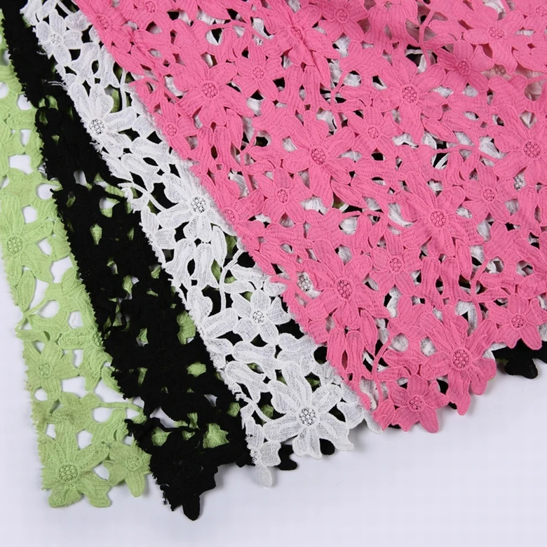 New Fashion Latest African Lace Fabric Design Chemical Cheap Hong Kong Water Soluble Embroidery Yarn Decorated Embroidered