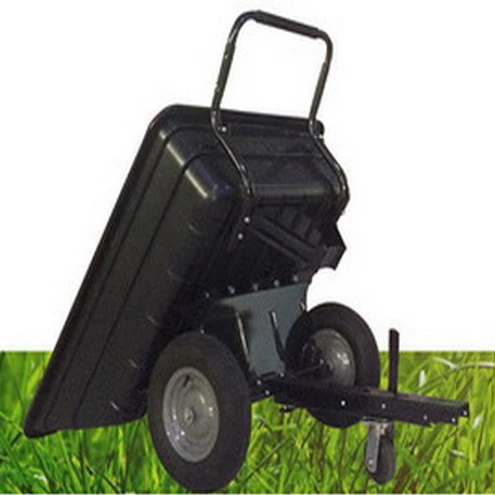 BLACK AGRICULTURE TOW and PUSH POLY CART ON FARM  trailer cart