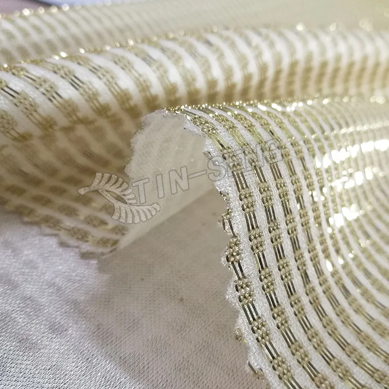 Трикотажная ткань из золотой металлической пряжи, блестящая люрексная ткань для мужского модного костюма