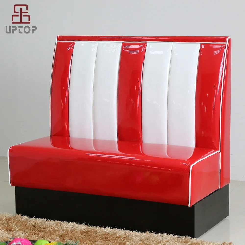 (SP-KS269) Vintage 50s Retro Style Leather Booth Seating Sofa For Restaurant