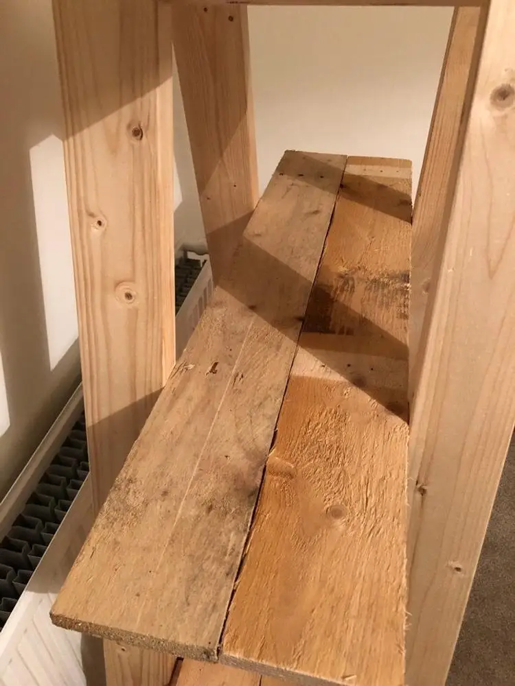 
Rustic A frame 4 Tier Ladder Shelf Bookcase, made from Reclaimed Pallet Wood for Space Saving 