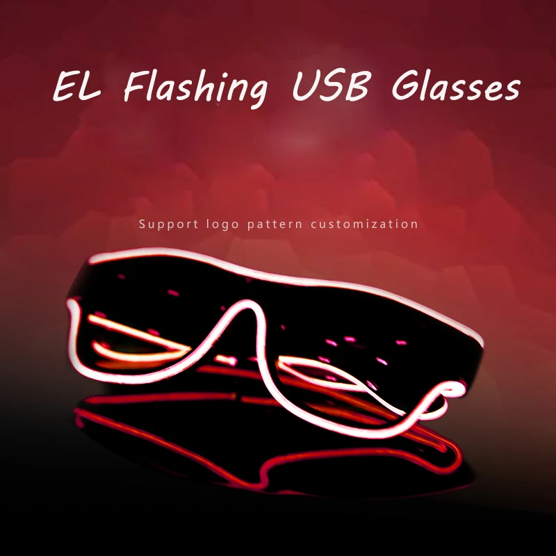 Перезаряжаемые через USB очки El для Amazon, лидер продаж, оптом, светодиодные мигающие очки с литий-ионным аккумулятором