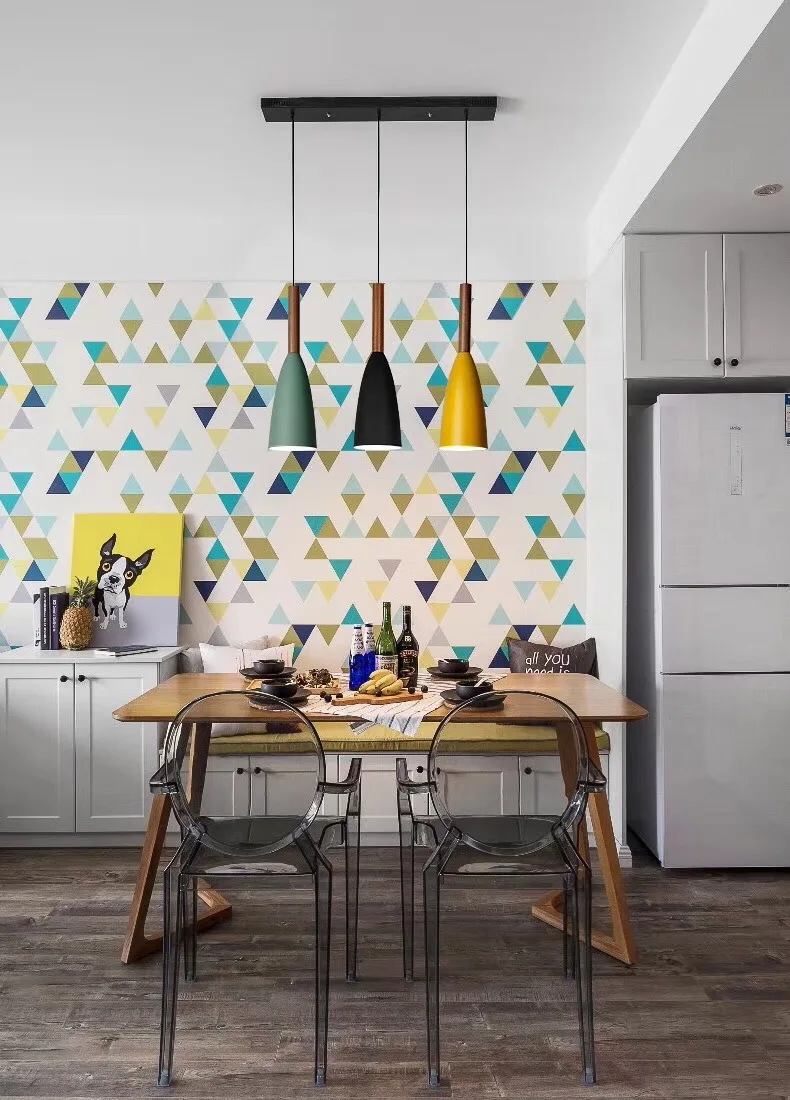 Hot selling Macaron Color simple wooden Modern led pendant home lighting