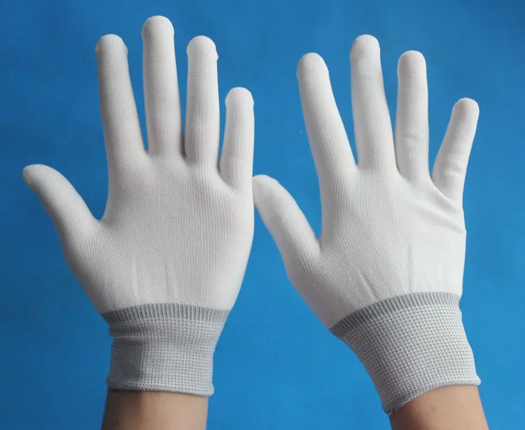Белые перчатки wortk polyliner 13 калибра с хорошей посадкой