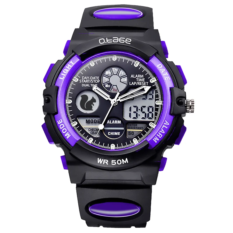 
wholesales christmas children Electronic sport watch for students kids teenagers with LED night light Black 