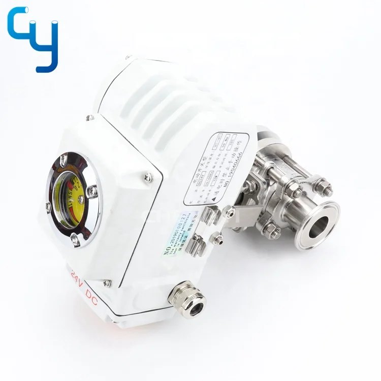 SS304/316L Sanitary stainless steel electric motorized actuator control bottom ball valve