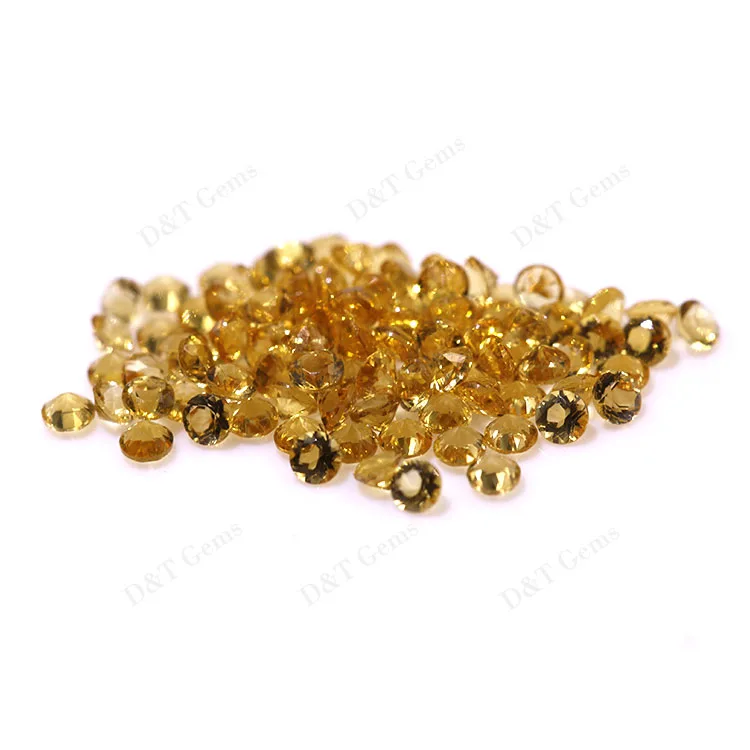 High quality natural 2mm round natural citrine loose gemstone for jewelry making